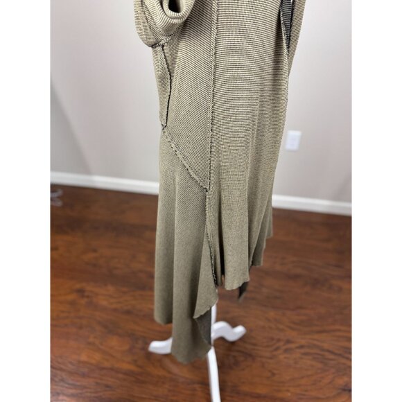 Cut Loose M Green Hooded Cardigan Jacket Drape Front Boho Longline Asymmetrical - Picture 10 of 16